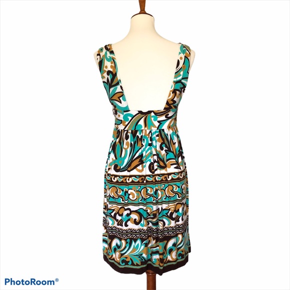 Milly Brown / Turquoise Print Dress - Picture 2 of 8